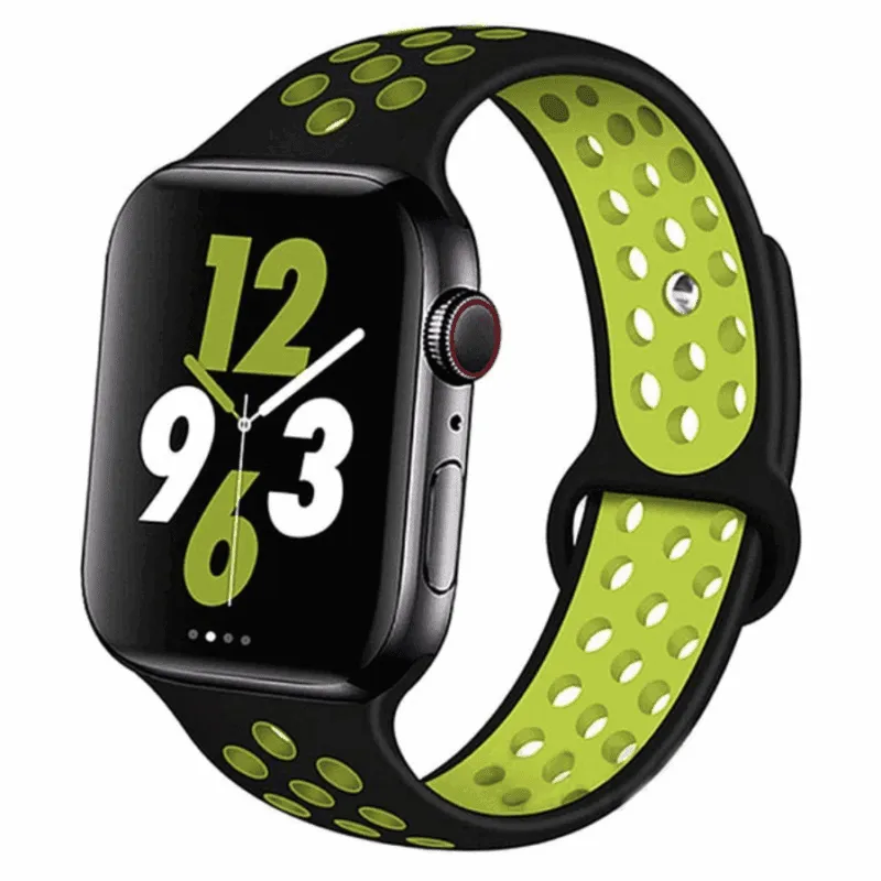 Apple Watch Band – Sport Black w/ Neon Green Holes