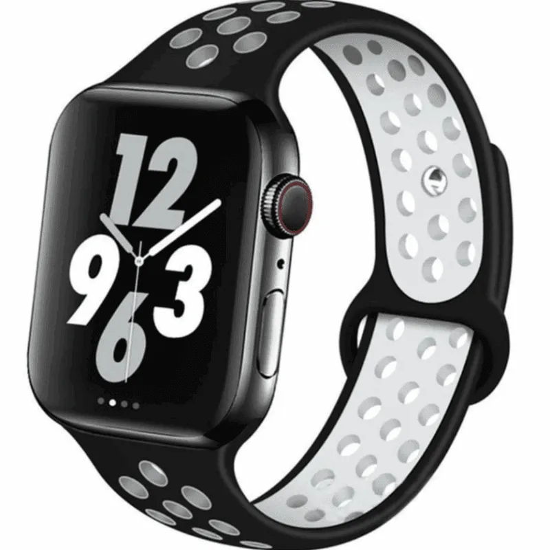 Apple Watch Band – Sport Black w/ White Holes