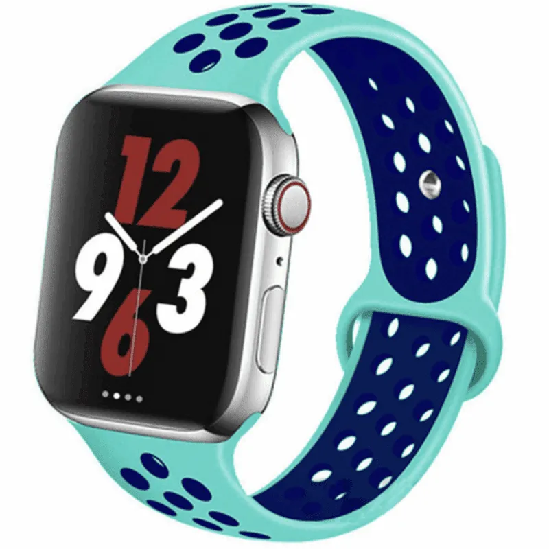 Apple Watch Band – Sport Turquoise w/ Blue Holes