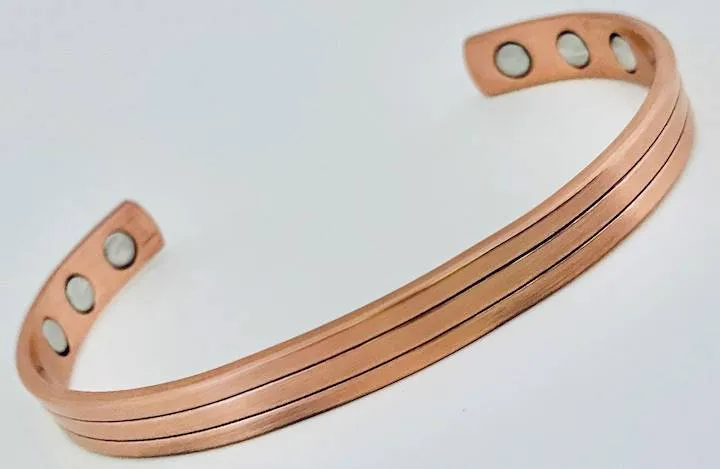 Copper Cuff Bangle - 2 Stripe