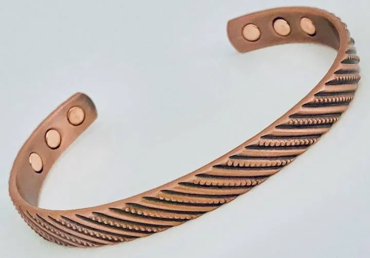 Copper Cuff Bangle - Ribbed Angle