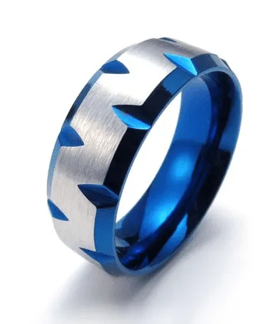 Stainless Ring – Blue Jagged Edge