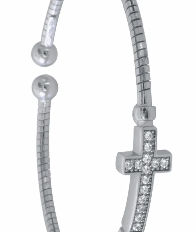 Sterling Silver Bangle – Italian Silver Cross Silver