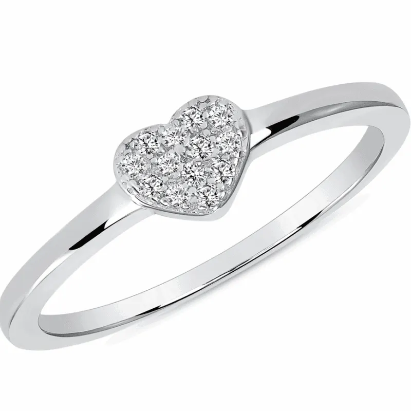 Sterling Silver Ring – Heart Ring w/CZ’s