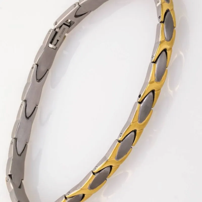 Titanium Bracelet / Anklet – X & Oval 2-Tone