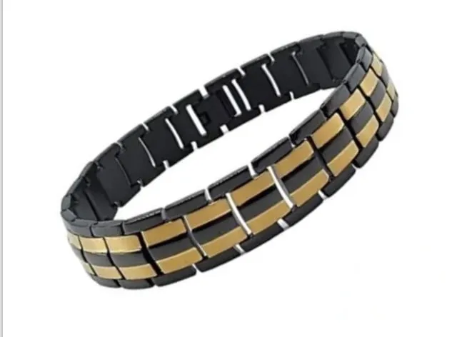 Titanium Bracelet – Black with Gold Stripe
