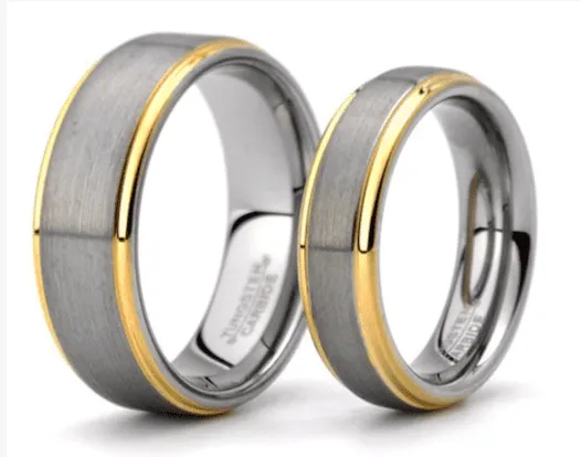 Tungsten Ring – Gold Edge Turbine